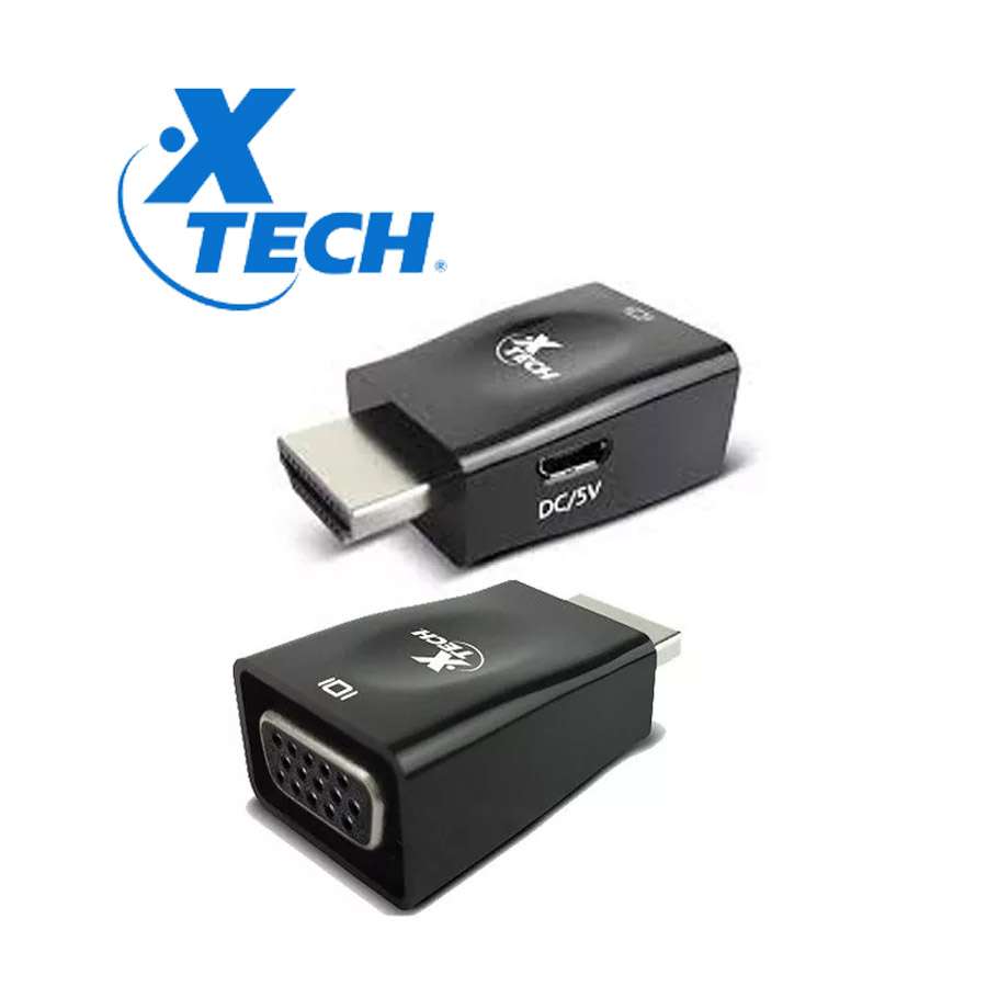 CONVERTIDOR DE VIDEO XTECH XTC-361 HDMI MACHO A VGA HEMBRA FULL HD 1080P