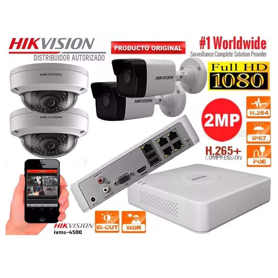 Kit videovigilancia de 2 cámaras Full HD con grabador - TPV Center
