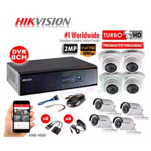 KIT DE VIDEO VIGILANCIA HIKVISION TURBO HD 8 CAMARAS 1080P + ACCESORIOS