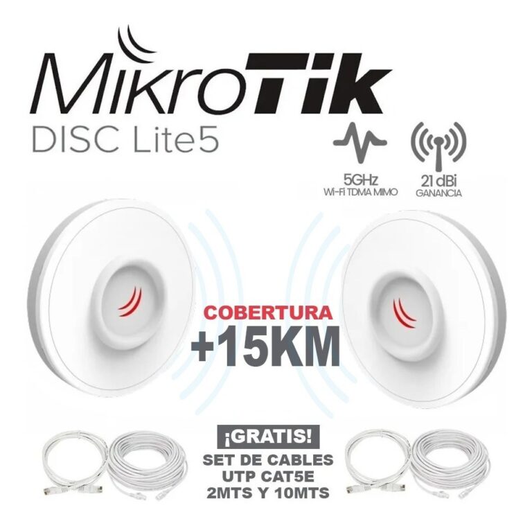 Home Redes ENLACE PUNTO A PUNTO 15KM CON MIKROTIK DISC LITE 5 RBDisc-5nD