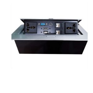 CAJA DE MULTIPUERTOS PARA MESA 2XPUERTOS DE PODER, HDMI, VGA, USB, 2X RJ45 + AUDIO