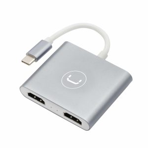 ADAPTADOR HUB UNNO HB1103SV 2 EN 1 USB-C A 2xHDMI HEMBRA