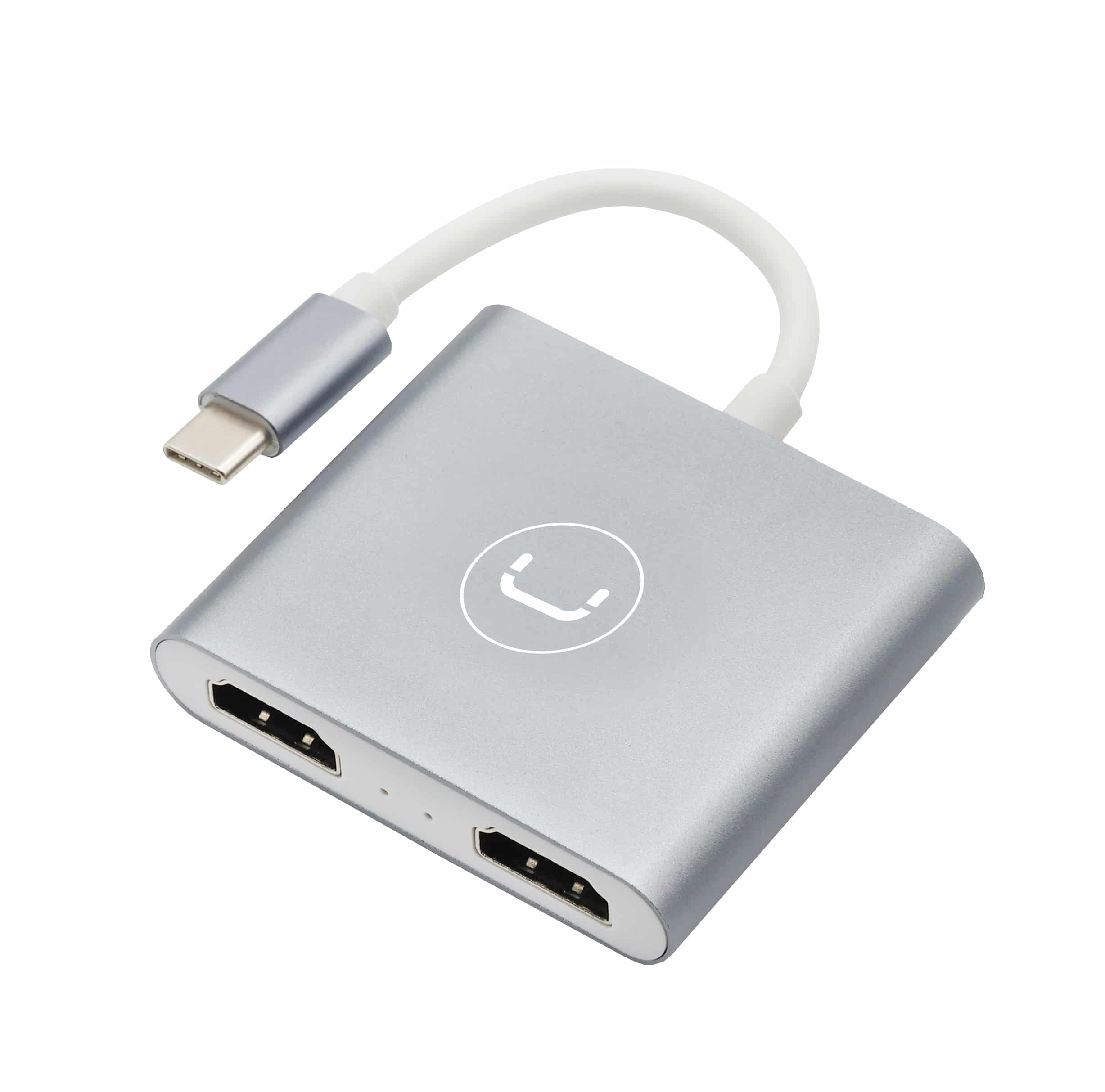 ADAPTADOR HUB UNNO HB1103SV 2 EN 1 USB-C A 2xHDMI HEMBRA