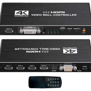 CONTROLADOR VIDEO WALL HDMI/DVI 4K, AUDIO SPDIF, 2X2 1X2 1X3 1X4 2X1 3x1 4X1 + RS232 + CONTROL REMOTO