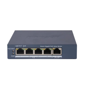SWITCH HIKVISION DS-3E1505P-EI/M ADMINISTRABLE L2 DE 4 PUERTOS GIGABIT PoE+ 45W + 1 PUERTOS GIGABIT