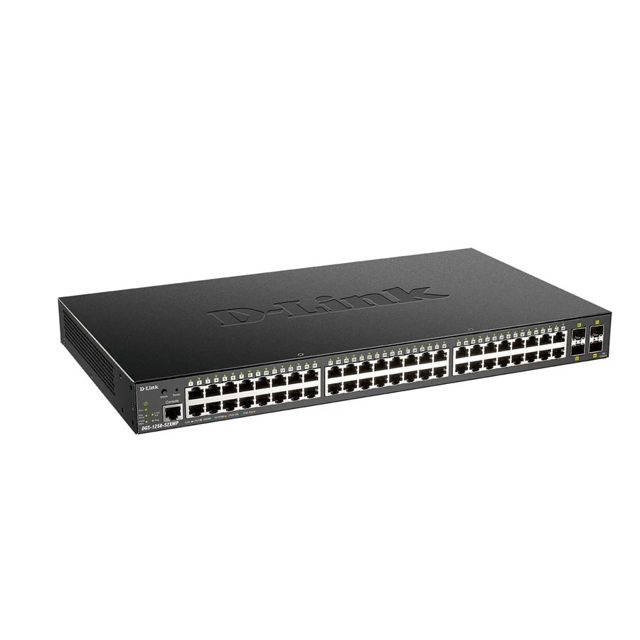 SWITCH D-LINK DGS-1250-52XMP ADMINISTRABLE L3 DE 48 PUERTOS GIGABIT PoE+ 370W + 4 PUERTOS 10GIGABIT O SFP+ RACKEABLE