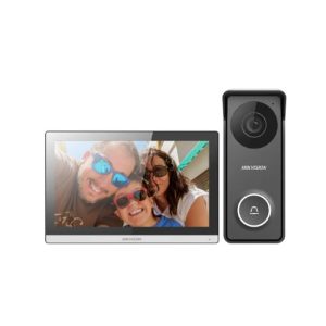 VIDEOPORTERO IP HIKVISION DS-KIS302-P CON PANTALLA TOUCH 7" + FRENTE DE CALLE IP65, 1 BOTON, WIFI, POE