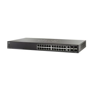 SWITCH CISCO SMB SF500-24-K9 ADMINISTRABLE L3 DE 24 PUERTOS 10/100 MBPS + 2 PUERTOS GIGABIT + 2 PUERTOS 1G/5G COMBINADOS SFP RACKEABLE