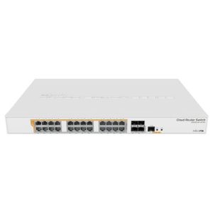 CLOUD ROUTER SWITCH MIKROTIK CRS328-24P-4S+RM ADMINISTRABLE L3/L2 DUAL BOOT DE 24 PUERTOS GIGABIT PoE+ 500W + 4 PUERTOS 10G SFP+ OS L5 RACKEABLE