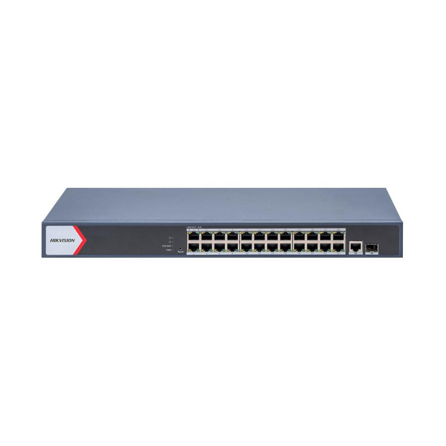 SWITCH HIKVISION DS-3E1526P-EI/M ADMINISTRABLE L2 DE 24 PUERTOS GIGABIT PoE+ 230W + 1 PUERTO GIGABIT O SFP RACKEABLE