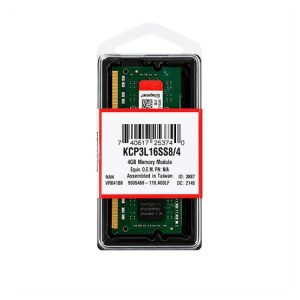 MEMORIA RAM KINGSTON KCP3L16SS8/4 DDR3L SO-DIMM 4GB PC3L-12800 1600MHz