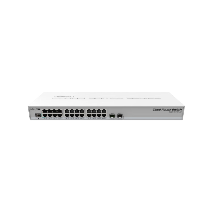 CLOUD ROUTER/SWITCH MIKROTIK CRS326-24G-2S+RM ADMINISTRABLE L3/L2 DE 24 PUERTOS GIGABIT 10/100/1000+2SFP