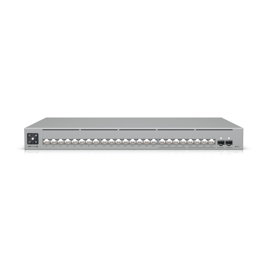SWITCH UBIQUITI UNIFI USW-PRO-MAX-24-POE ADMINISTRABLE L3 DE 24 PUERTOS MULTIGIGABIT POE+++ 400W ETHERLIGHTING + 2 PUETOS 10G SFP+ RACKEABLE