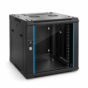 GABINETE RACK CERRADO HAUTE HTE-WD6515 DE PARED ABATIBLE CON PUERTA DE VIDRIO 15UR (54x55x77cm)