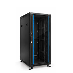 GABINETE RACK DE PISO CERRADO HAUTE HTE-NC6618 CON PUERTA DE VIDRIO 18UR (60x60x100cm)