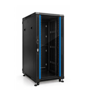 GABINETE RACK DE PISO CERRADO HAUTE HTE-NC6822 CON PUERTA DE VIDRIO 22UR (60x80x117cm)