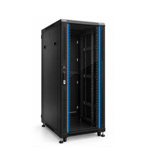 GABINETE RACK DE PISO CERRADO HAUTE HTE-NC6827 CON PUERTA DE VIDRIO 27UR (60x80x139cm)