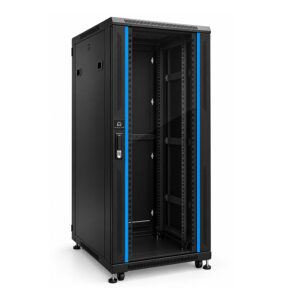 GABINETE RACK DE PISO CERRADO HAUTE HTE-NC6832 CON PUERTA DE VIDRIO 32UR (60x80x161cm)