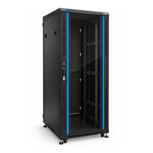 GABINETE RACK DE PISO CERRADO HAUTE HTE-NC6837 CON PUERTA DE VIDRIO 37UR (60x80x183cm)